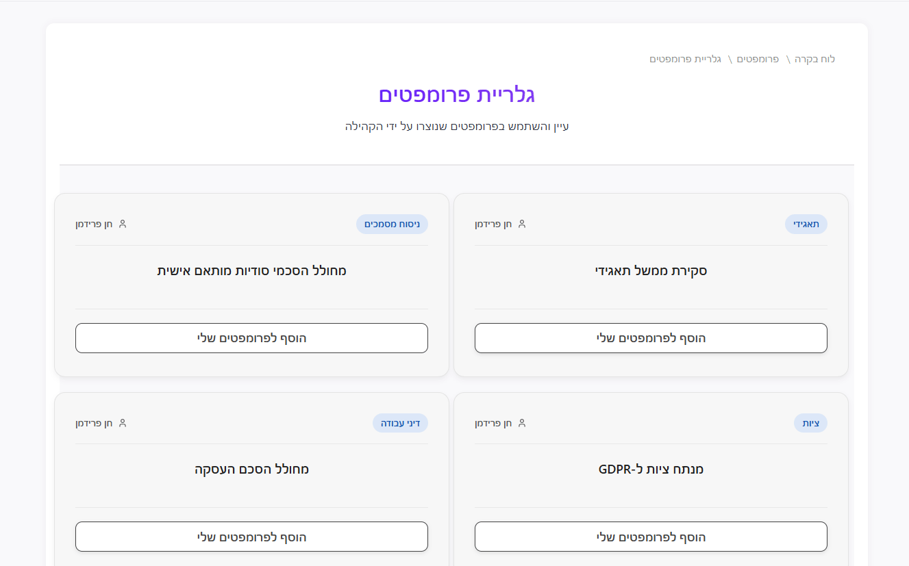 גלריית תבניות מקצועית